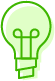 An illustrative icon in green depicting a lightbulb