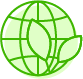 A globe and leaf icon in green